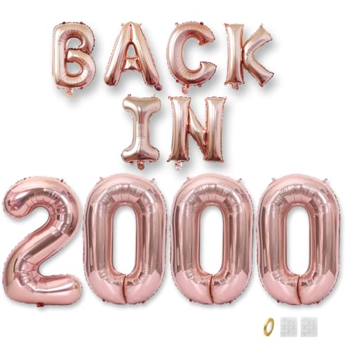 Jurxy Geburtstag Deko Frauen Mann 25 Jahr Geburtstagdeko Ballons BACK IN 2000 Luftballons Rosegold Folienballons Luftballons Happy Birthday Banner von Jurxy