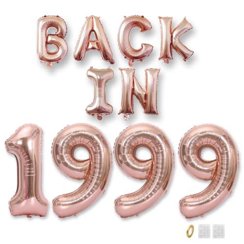Jurxy Geburtstag Deko Frauen Mann 26 Jahr Geburtstagdeko Ballons BACK IN 1999 Luftballons Rosegold Folienballons Luftballons Happy Birthday Banner von Jurxy
