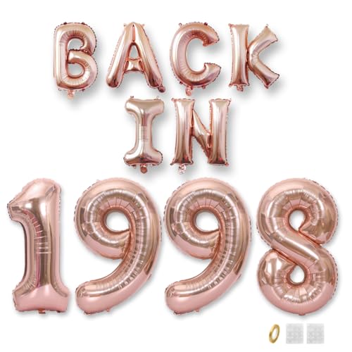 Jurxy Geburtstag Deko Frauen Mann 27 Jahr Geburtstagdeko Ballons BACK IN 1998 Luftballons Rosegold Folienballons Luftballons Happy Birthday Banner von Jurxy