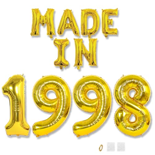 Jurxy Geburtstag Deko Frauen Mann 27 Jahr Geburtstagdeko Ballons MADE IN 1998 Luftballons Gold Folienballons Luftballons Happy Birthday Banner Jurxy Geburtstag Deko Frauen Mann 27 Jahr Geburtstagdeko Ballons MADE IN 1998 Luftballons Gold Folienballons Luftballons Happy Birthday Banner von Jurxy