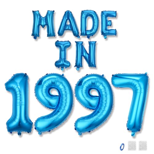 Jurxy Geburtstag Deko Frauen Mann 28 Jahr Geburtstagdeko Ballons MADE IN 1997 Luftballons Blau Folienballons Luftballons Happy Birthday Banner Jurxy Geburtstag Deko Frauen Mann 28 Jahr Geburtstagdeko Ballons MADE IN 1997 Luftballons Blau Folienballons Luftballons Happy Birthday Banner von Jurxy