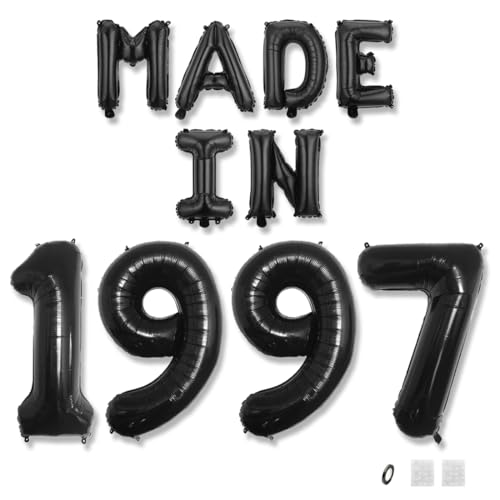 Jurxy Geburtstag Deko Frauen Mann 28 Jahr Geburtstagdeko Ballons MADE IN 1997 Luftballons Schwarz Folienballons Luftballons Happy Birthday Banner Jurxy Geburtstag Deko Frauen Mann 28 Jahr Geburtstagdeko Ballons MADE IN 1997 Luftballons Schwarz Folienballons Luftballons Happy Birthday Banner von Jurxy