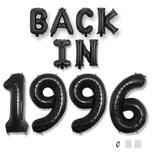 Jurxy Geburtstag Deko Frauen Mann 29 Jahr Geburtstagdeko Ballons BACK IN 1996 Luftballons Schwarz Folienballons Luftballons Happy Birthday Banner von Jurxy