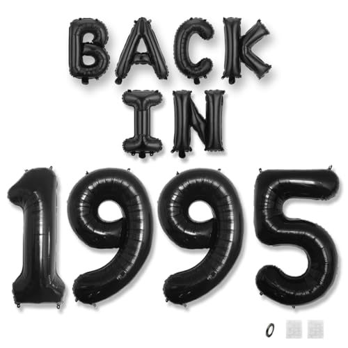Jurxy Geburtstag Deko Frauen Mann 30 Jahr Geburtstagdeko Ballons BACK IN 1995 Luftballons Schwarz Folienballons Luftballons Happy Birthday Banner von Jurxy