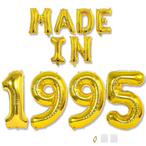 Jurxy Geburtstag Deko Frauen Mann 30 Jahr Geburtstagdeko Ballons MADE IN 1995 Luftballons Gold Folienballons Luftballons Happy Birthday Banner von Jurxy