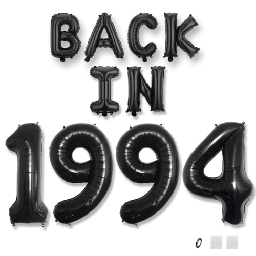Jurxy Geburtstag Deko Frauen Mann 31 Jahr Geburtstagdeko Ballons BACK IN 1994 Luftballons Schwarz Folienballons Luftballons Happy Birthday Banner von Jurxy