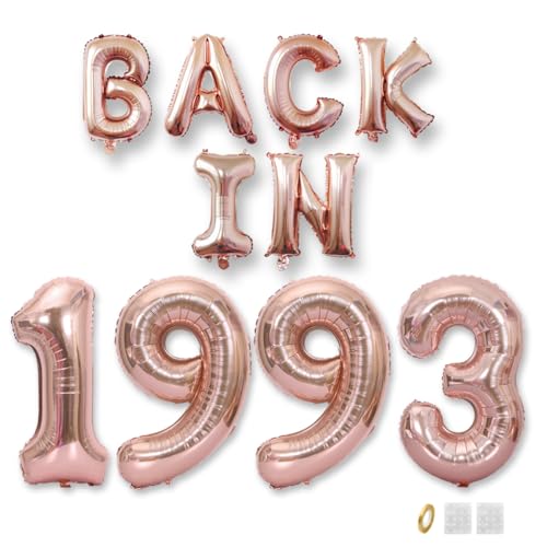 Jurxy Geburtstag Deko Frauen Mann 32 Jahr Geburtstagdeko Ballons BACK IN 1993 Luftballons Rosegold Folienballons Luftballons Happy Birthday Banner von Jurxy