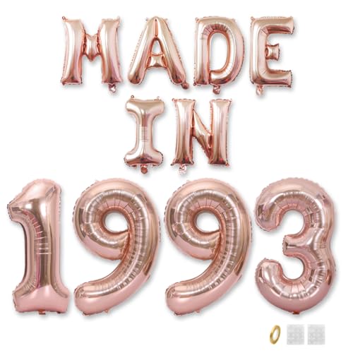 Jurxy Geburtstag Deko Frauen Mann 32 Jahr Geburtstagdeko Ballons MADE IN 1993 Luftballons Roségold Folienballons Luftballons Happy Birthday Banner Jurxy Geburtstag Deko Frauen Mann 32 Jahr Geburtstagdeko Ballons MADE IN 1993 Luftballons Roségold Folienballons Luftballons Happy Birthday Banner von Jurxy