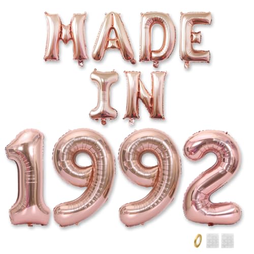 Jurxy Geburtstag Deko Frauen Mann 33 Jahr Geburtstagdeko Ballons MADE IN 1992 Luftballons Roségold Folienballons Luftballons Happy Birthday Banner Jurxy Geburtstag Deko Frauen Mann 33 Jahr Geburtstagdeko Ballons MADE IN 1992 Luftballons Roségold Folienballons Luftballons Happy Birthday Banner von Jurxy
