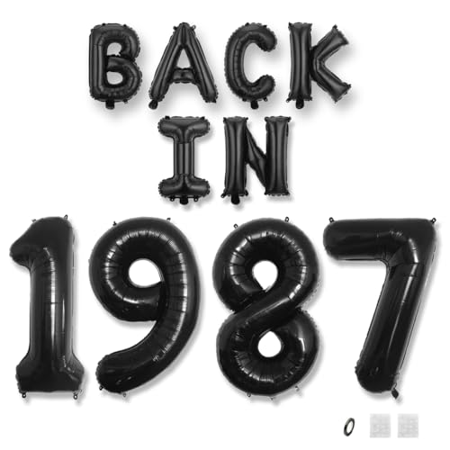 Jurxy Geburtstag Deko Frauen Mann 38 Jahr Geburtstagdeko Ballons BACK IN 1987 Luftballons Schwarz Folienballons Luftballons Happy Birthday Banner von Jurxy