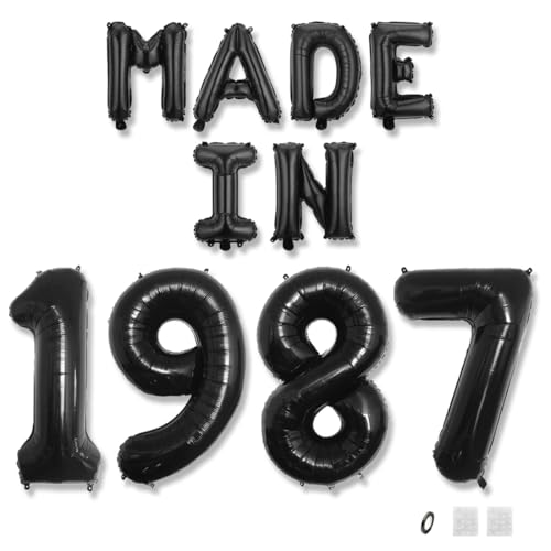 Jurxy Geburtstag Deko Frauen Mann 38 Jahr Geburtstagdeko Ballons MADE IN 1987 Luftballons Schwarz Folienballons Luftballons Happy Birthday Banner Jurxy Geburtstag Deko Frauen Mann 38 Jahr Geburtstagdeko Ballons MADE IN 1987 Luftballons Schwarz Folienballons Luftballons Happy Birthday Banner von Jurxy