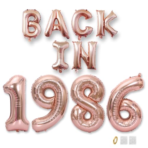Jurxy Geburtstag Deko Frauen Mann 39 Jahr Geburtstagdeko Ballons BACK IN 1986 Luftballons Rosegold Folienballons Luftballons Happy Birthday Banner von Jurxy