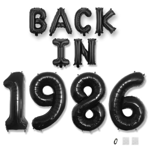 Jurxy Geburtstag Deko Frauen Mann 39 Jahr Geburtstagdeko Ballons BACK IN 1986 Luftballons Schwarz Folienballons Luftballons Happy Birthday Banner von Jurxy