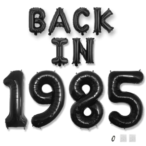 Jurxy Geburtstag Deko Frauen Mann 40 Jahr Geburtstagdeko Ballons BACK IN 1985 Luftballons Schwarz Folienballons Luftballons Happy Birthday Banner von Jurxy