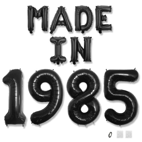 Jurxy Geburtstag Deko Frauen Mann 40 Jahr Geburtstagdeko Ballons MADE IN 1985 Luftballons Schwarz Folienballons Luftballons Happy Birthday Banner von Jurxy