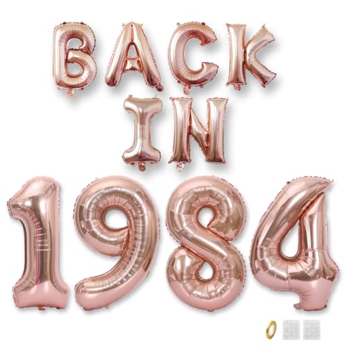 Jurxy Geburtstag Deko Frauen Mann 41 Jahr Geburtstagdeko Ballons BACK IN 1984 Luftballons Rosegold Folienballons Luftballons Happy Birthday Banner von Jurxy