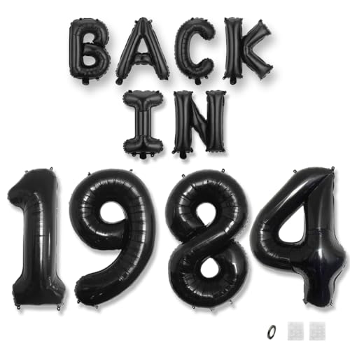 Jurxy Geburtstag Deko Frauen Mann 41 Jahr Geburtstagdeko Ballons BACK IN 1984 Luftballons Schwarz Folienballons Luftballons Happy Birthday Banner von Jurxy
