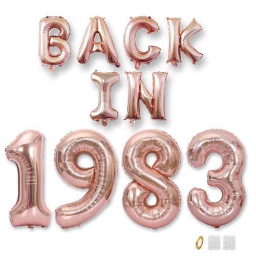Jurxy Geburtstag Deko Frauen Mann 42 Jahr Geburtstagdeko Ballons BACK IN 1983 Luftballons Rosegold Folienballons Luftballons Happy Birthday Banner von Jurxy