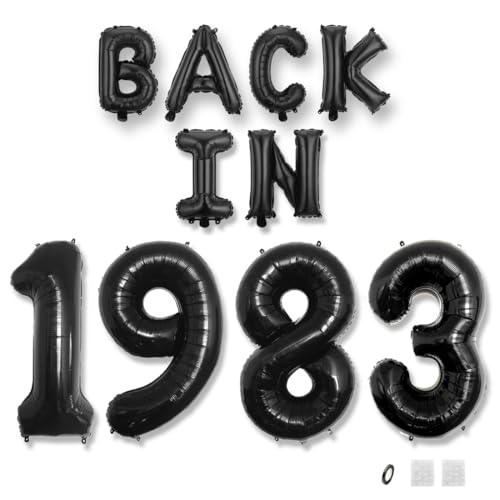 Jurxy Geburtstag Deko Frauen Mann 42 Jahr Geburtstagdeko Ballons BACK IN 1983 Luftballons Schwarz Folienballons Luftballons Happy Birthday Banner von Jurxy