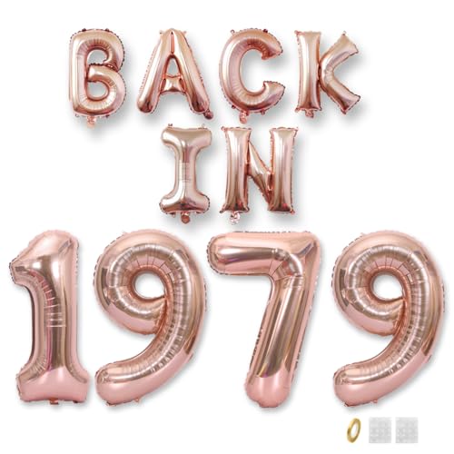 Jurxy Geburtstag Deko Frauen Mann 46 Jahr Geburtstagdeko Ballons BACK IN 1979 Luftballons Rosegold Folienballons Luftballons Happy Birthday Banner von Jurxy