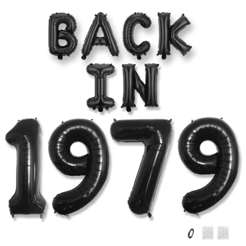 Jurxy Geburtstag Deko Frauen Mann 46 Jahr Geburtstagdeko Ballons BACK IN 1979 Luftballons Schwarz Folienballons Luftballons Happy Birthday Banner von Jurxy
