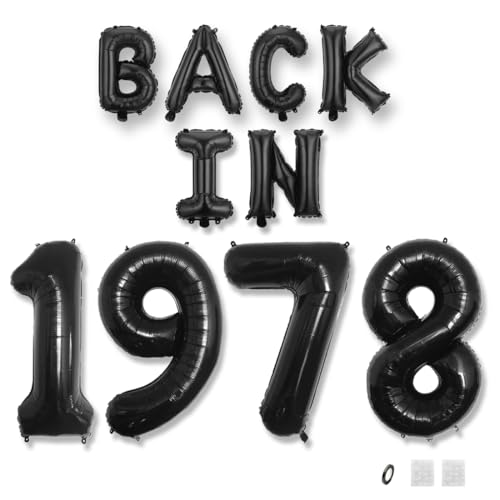 Jurxy Geburtstag Deko Frauen Mann 47 Jahr Geburtstagdeko Ballons BACK IN 1978 Luftballons Schwarz Folienballons Luftballons Happy Birthday Banner von Jurxy