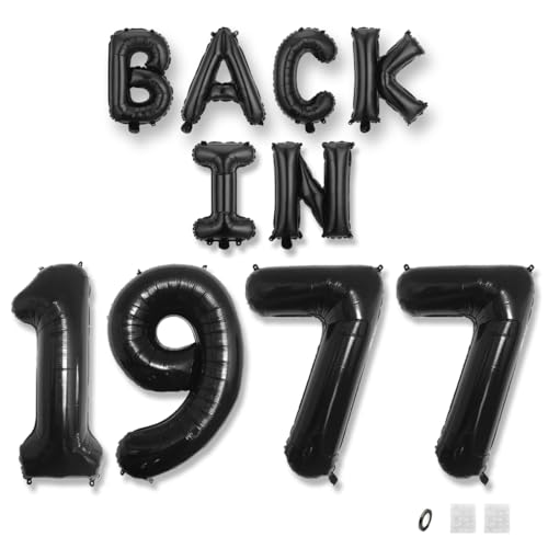 Jurxy Geburtstag Deko Frauen Mann 48 Jahr Geburtstagdeko Ballons BACK IN 1977 Luftballons Schwarz Folienballons Luftballons Happy Birthday Banner von Jurxy
