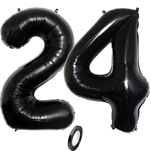 Jurxy Geburtstag Folienballon Helium Folie Luftballons Schwarz Anzahl Luftballons Zahl für Geburtstag Jubiläum 40 Zoll - Schwarz 24 von Jurxy