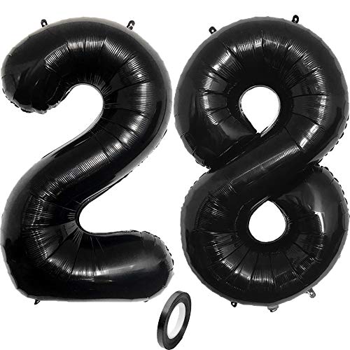 Jurxy Geburtstag Folienballon Helium Folie Luftballons Schwarz Anzahl Luftballons Zahl für Geburtstag Jubiläum 40 Zoll - Schwarz 28 von Jurxy