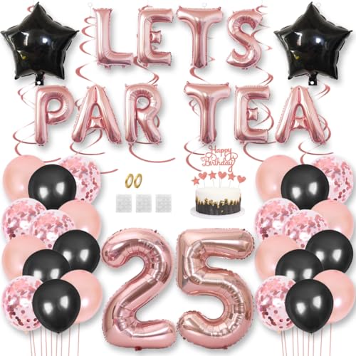 Teeparty Geburtstag Dekorationen LETS PAR TEA Nummer Folienballons High Tea Thema Partyzubehör 25. Party Fotoshooting Supplies Konfetti Luftballons Tortenaufsatz von Jurxy