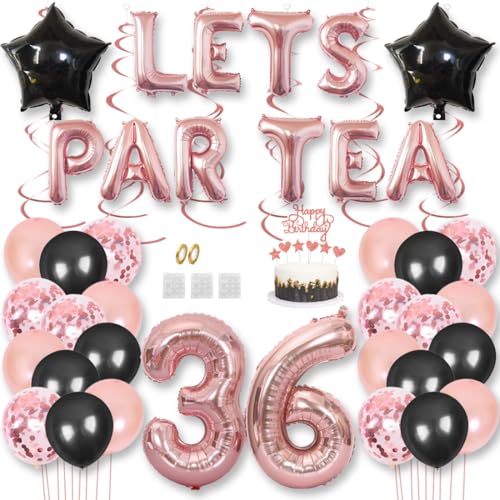 Teeparty Geburtstag Dekorationen LETS PAR TEA Nummer Folienballons High Tea Thema Partyzubehör 36. Party Fotoshooting Supplies Konfetti Luftballons Tortenaufsatz von Jurxy