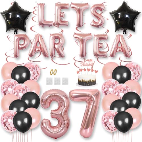 Teeparty Geburtstag Dekorationen LETS PAR TEA Nummer Folienballons High Tea Thema Partyzubehör 37. Party Fotoshooting Supplies Konfetti Luftballons Tortenaufsatz von Jurxy