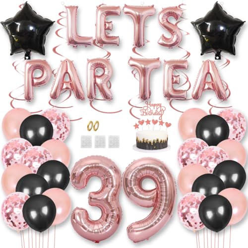 Teeparty Geburtstag Dekorationen LETS PAR TEA Nummer Folienballons High Tea Thema Partyzubehör 39. Party Fotoshooting Supplies Konfetti Luftballons Tortenaufsatz von Jurxy