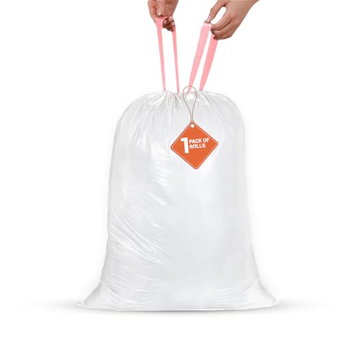 Weiße Beutel mit Kordelzug, 50 l, mittelschwere Müllsäcke, Müllbeutel – 1 Rolle (20 Beutel) – Kordelzugverschluss – 80 Gauge, 20 Mikron, Tragfähigkeit 10 kg von Just Bin Bags Ltd