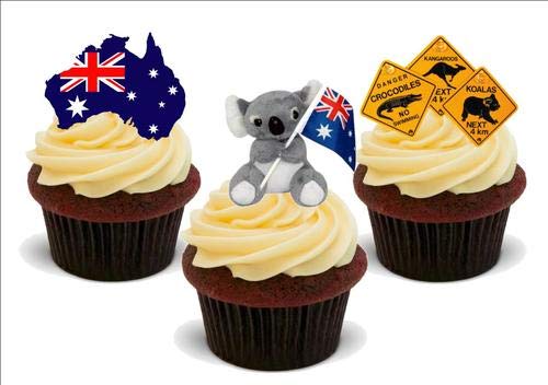 Australischer Trio Mix - 12 essbare hochwertige stehende Waffeln Karte Kuchen Toppers Dekorationen, Australian trio mix - 12 Edible Stand Up Premium Wafer Card Cake Toppers Decorations Australischer Trio Mix - 12 essbare hochwertige stehende Waffeln Karte Kuchen Toppers Dekorationen, Australian trio mix - 12 Edible Stand Up Premium Wafer Card Cake Toppers Decorations von Just Party Supplies