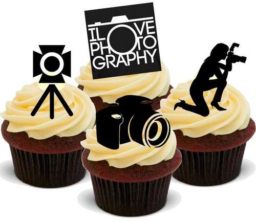 Fotografie weibliche Mix - 12 essbare hochwertige stehende Waffeln Karte Kuchen Toppers Dekorationen, Photography Female Mix - 12 Edible Stand Up Premium Wafer Card Cake Toppers Decorations von Just Party Supplies