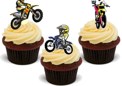 MotoCross Cartoon Trio Mix - 12 essbare hochwertige stehende Waffeln Karte Kuchen Toppers Dekorationen, MotoCross Cartoon Trio Mix - 12 Edible Stand Up Premium Wafer Card Cake Toppers Decorations MotoCross Cartoon Trio Mix - 12 essbare hochwertige stehende Waffeln Karte Kuchen Toppers Dekorationen, MotoCross Cartoon Trio Mix - 12 Edible Stand Up Premium Wafer Card Cake Toppers Decorations von Just Party Supplies