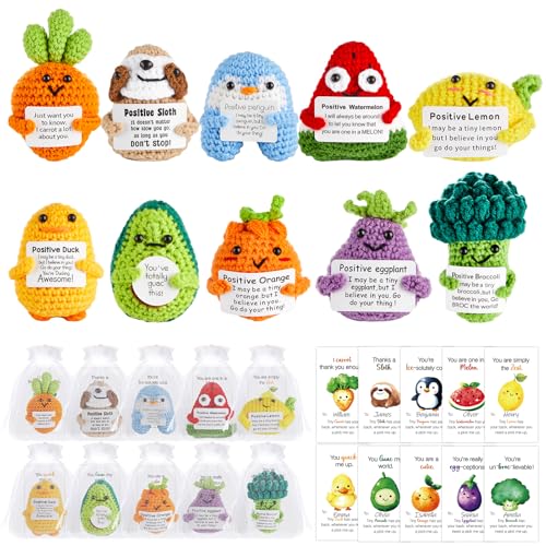 20 Sets Positive Häkelfrucht Tier Gemüse Geschenk Bulk mit motivierenden Wortspielkarten Lustig inspirierende Strickpuppe Kollegen Wertschätzung Geschenk Emotionale Unterstützung Geschenk für 20 Sets Positive Häkelfrucht Tier Gemüse Geschenk Bulk mit motivierenden Wortspielkarten Lustig inspirierende Strickpuppe Kollegen Wertschätzung Geschenk Emotionale Unterstützung Geschenk für von Justforjoyful