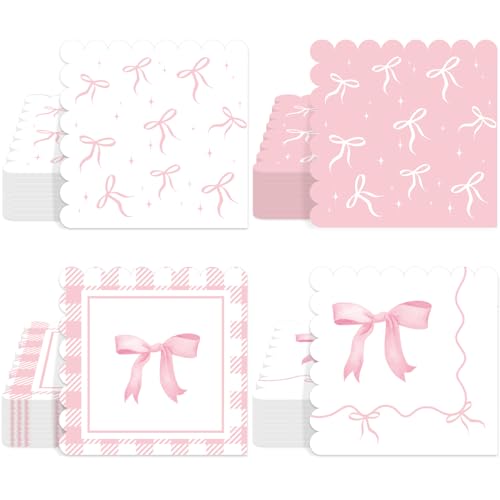60 Stück rosa Schleifen-Servietten, Geburtstagsparty-Dekorationen, Schleifen, Thema, Junggesellinnenabschied, Handtuch, Abendessen, Servietten, Party-Dekoration für Mädchen, Braut, Verlobung 60 Stück rosa Schleifen-Servietten, Geburtstagsparty-Dekorationen, Schleifen, Thema, Junggesellinnenabschied, Handtuch, Abendessen, Servietten, Party-Dekoration für Mädchen, Braut, Verlobung von Justforjoyful