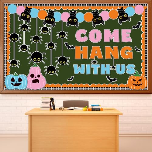 Halloween-Pinnwand-Set "Come Hang with Us" für Halloween, Klassenzimmer, Wanddekoration, Fledermaus, Spinne, Kürbis, Papierausschnitte, gruselige Pinnwand für Kinder, Ferienhaus, Klassenzimmer Halloween-Pinnwand-Set "Come Hang with Us" für Halloween, Klassenzimmer, Wanddekoration, Fledermaus, Spinne, Kürbis, Papierausschnitte, gruselige Pinnwand für Kinder, Ferienhaus, Klassenzimmer von Justforjoyful