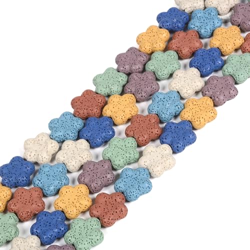 19 mm Blumen-gefärbter mehrfarbiger Lava-Edelstein, lose Schmuckherstellung, Perlen, Strang zum Selbermachen 19 mm Blumen-gefärbter mehrfarbiger Lava-Edelstein, lose Schmuckherstellung, Perlen, Strang zum Selbermachen von Justinstones