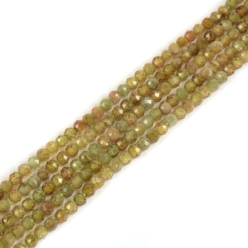 2 mm grüner Granat, facettierter Edelstein, rund, lose Perlen, Strang, 39,4–40,6 cm, DIY-Schmuckherstellung von Justinstones