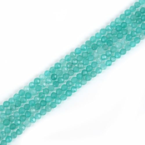 Peruanischer Amazonit, facettierter Edelstein, rund, lose Perlen, Strang, 39,4–40,6 cm, DIY-Schmuckherstellung, 2 mm von Justinstones