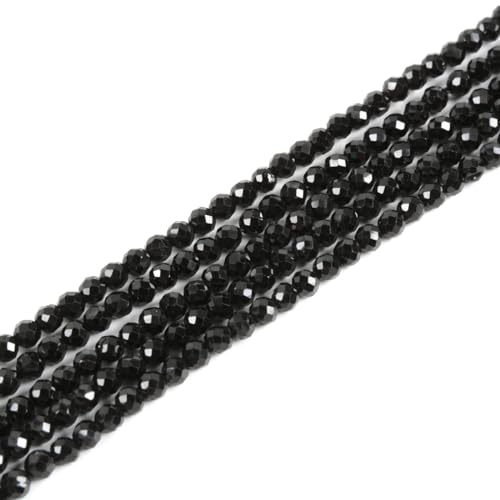 2 mm schwarzer Spinell facettierter Edelstein, rund, lose Perlen, Strang, 39,4–40,6 cm, DIY-Schmuckherstellung von Justinstones