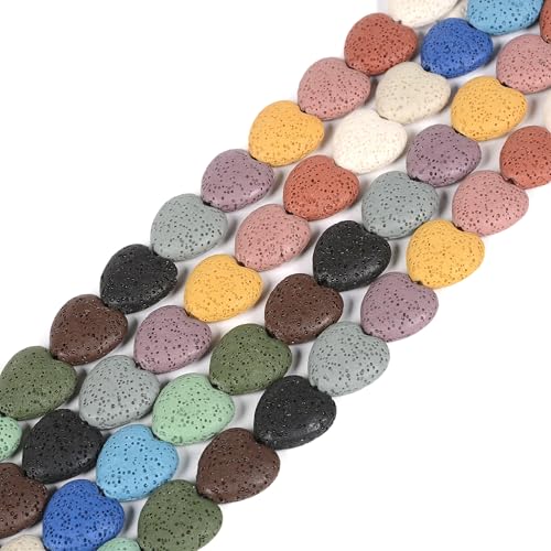 20 mm herzgefärbter mehrfarbiger Lava-Edelstein, lose Schmuckherstellung, Perlen, Strang zum Selbermachen 20 mm herzgefärbter mehrfarbiger Lava-Edelstein, lose Schmuckherstellung, Perlen, Strang zum Selbermachen von Justinstones