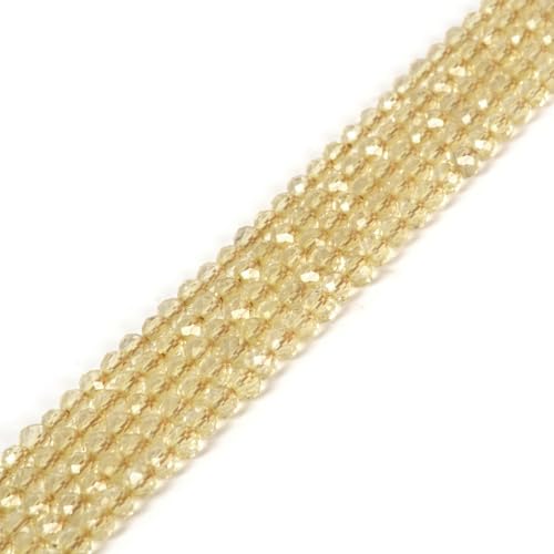 3 mm gelber Topas, facettierter Edelstein, rund, lose Perlen, Strang, 39,4–40,6 cm, DIY-Schmuckherstellung von Justinstones