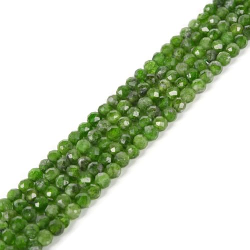 3 mm grüner Diopsid, facettierter Edelstein, rund, lose Perlen, Strang, 39,4–40,6 cm, DIY-Schmuckherstellung von Justinstones