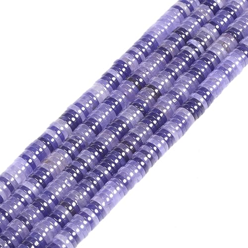 5 bis 6 mm gefärbter blauer Jade-Edelstein, Heishi-Scheibe, Abstandshalter, Schmuckherstellung, DIY, lose Perlen, 40,6 cm von Justinstones