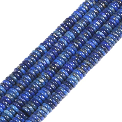 5 bis 6 mm natürlicher Lapislazuli-Edelstein, Heishi-Scheibe, Abstandshalter, Schmuckherstellung, lose Perlen, 40,6 cm von Justinstones