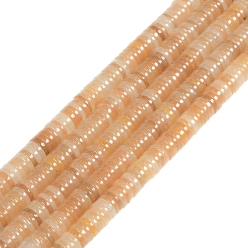 5 bis 6 mm natürlicher orangefarbener Aventurin (Heishi) Edelstein, Heishi-Scheibe, Abstandhalter, Schmuckherstellung, lose Perlen, 40,6 cm von Justinstones